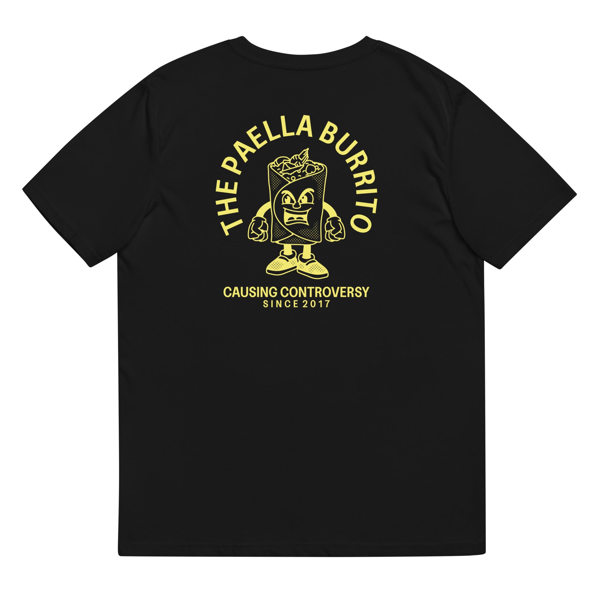 "Paella Burrito" Organic Tee in Black Sorted Food