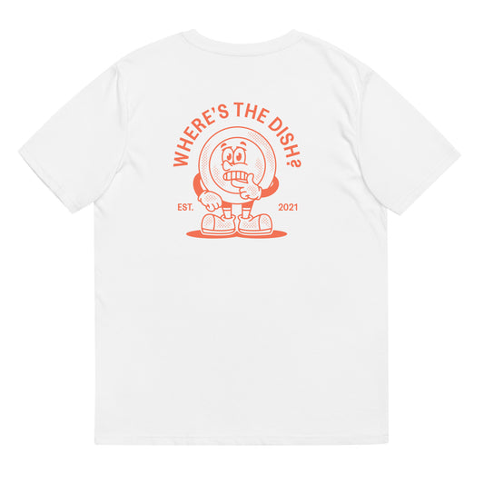 "Where's The Dish?" Tee -  Red On White (Organic)